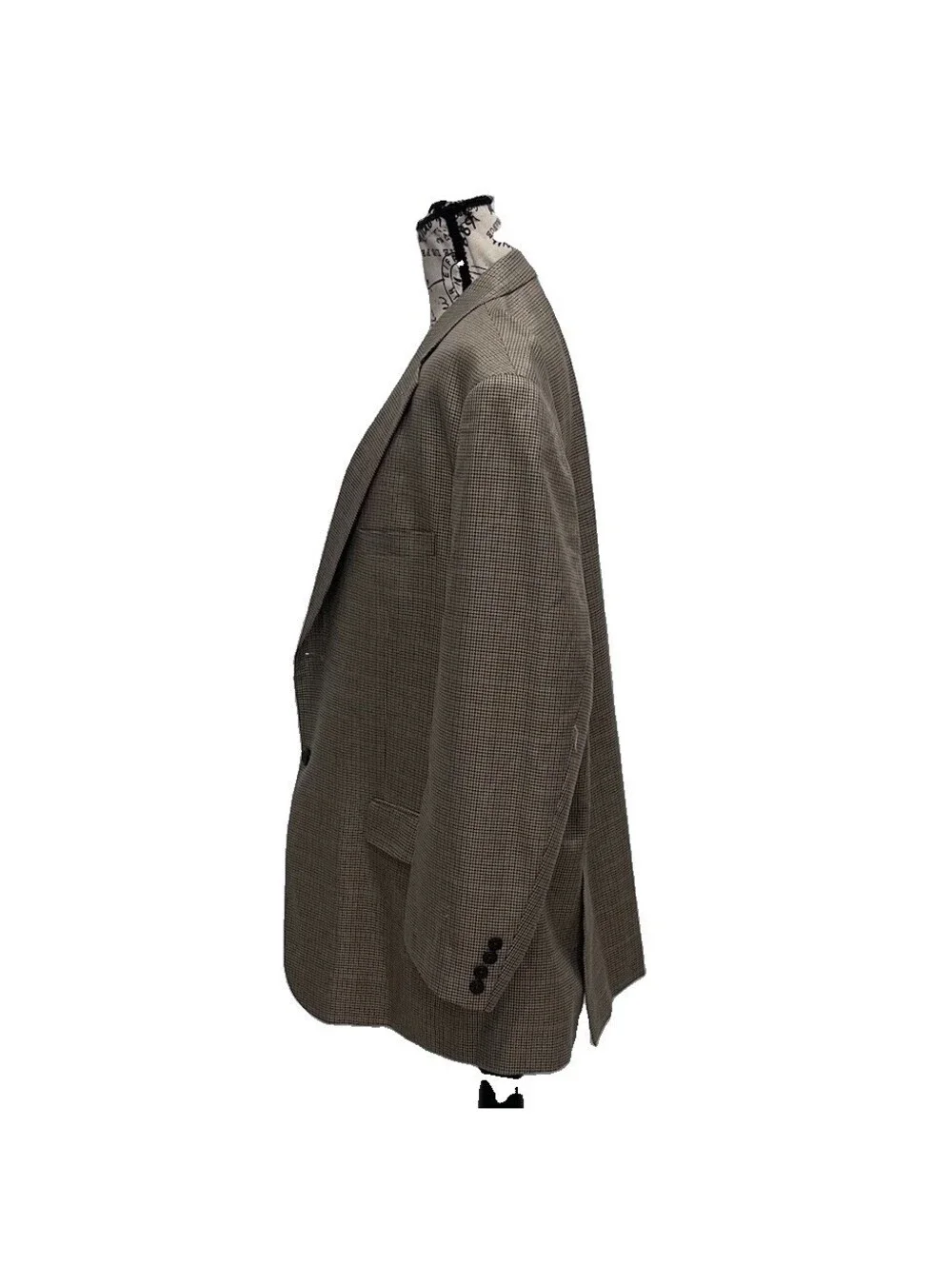 TravelSmith Beige Houndstooth Blazer 48R Men’s Sport Coat Classic Silk Wool Prep
